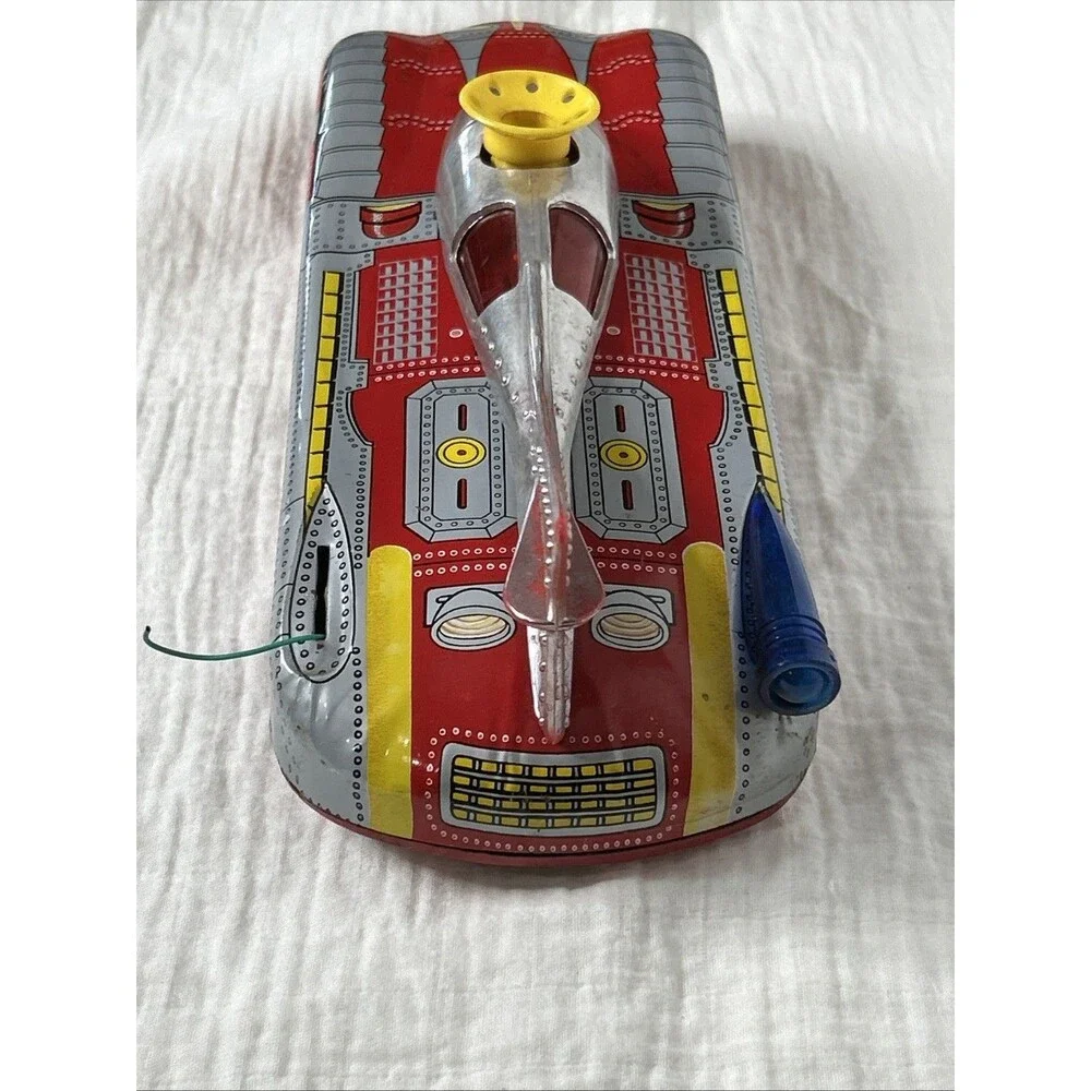 Vintage 1960 Interkozmosz Hungarian Litho Tin Retro Car Red Missing Tail Light